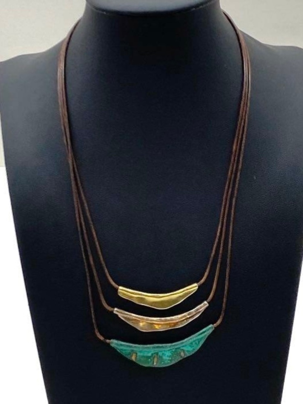 Silpada 925 Sterling Silver Brass Patina Triple Necklace N3114 13.5g